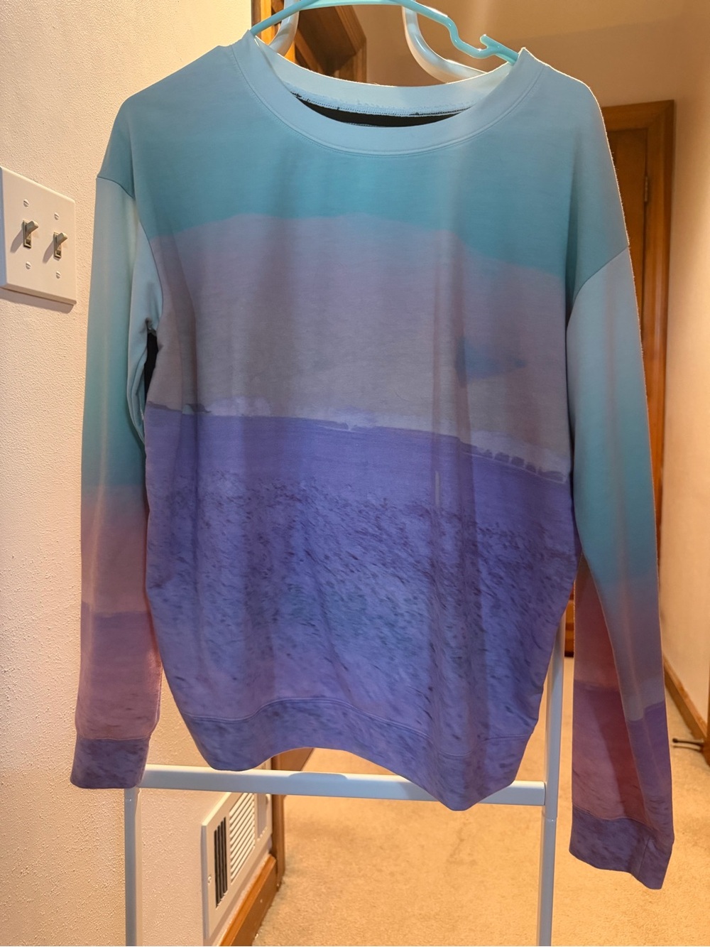 Pastel Ombre Beach Print Crewneck Sweatshirt